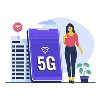 concepto ilustración de 5g red tecnología vector