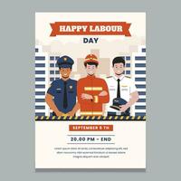 Happy labour day poster template vector