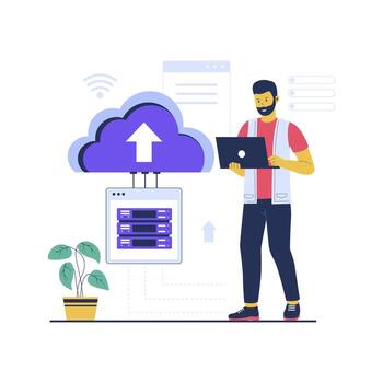 Concept illustration of cloud computing technology vector