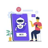 Concept illustration of chatbot technology vector