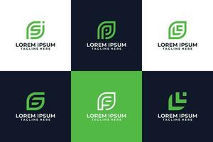 Green leaf abstract logo collection vector