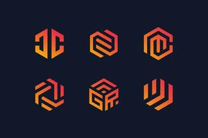 Luxury hexagon gradient abstract logo vector