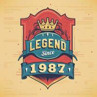 Legend Since 1987 Vintage T-shirt - Born in 1987 Vintage Birthday Poster Design. vector