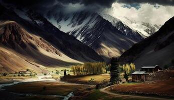 Realistic Beautiful landscape scene with Cloudy weather. photo