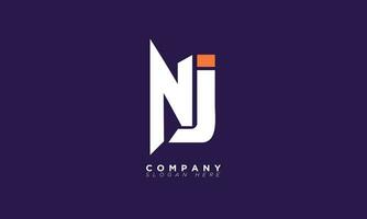 NJ Alphabet letters Initials Monogram logo JN, N and J vector