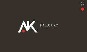 AK Alphabet letters Initials Monogram logo KA, A and K vector