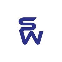 letter sw simple linked lines art logo vector