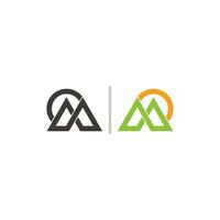 letter m mountain sun colorful design geometric line art logo vector