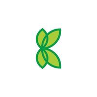 letter k geometric outline green leaf symbol vector