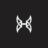 letter h grunge wings simple geometric logo vector