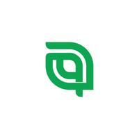 letter a q leaf shape linked overlap line geometric logo vector