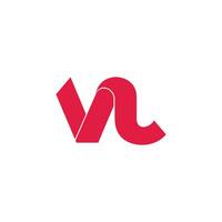 letter v linked 3d flat ribbon logo vector