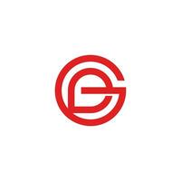 letter ge red round linked logo vector