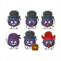 Cartoon character of fig with various pirates emoticons vector