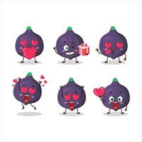 Fig cartoon character with love cute emoticon vector