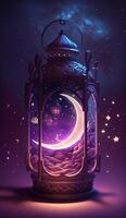 arabic lantern of ramadan celebration background illustration. AI Generative photo