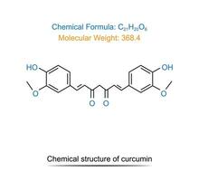 Chemical formula of curcumin molecule skeletal. Vector illustration.