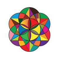 Seven overlapping circles, form the basic shape to create a hexagram. vector