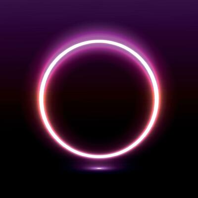 Neon lamp, neon circle, glowing circle, pink neon vector illustration.