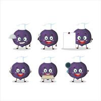 Cartoon character of fig with various chef emoticons vector