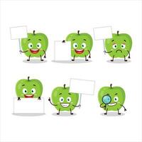 New green apple cartoon character bring information board vector