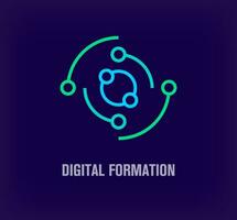 Creative digital line formation logo. Unique color transitions. Unique innovative system link chain logo template. vector