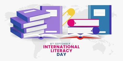 International literacy day vector illustration, celebrated on September 8th. Vector greeting poster design