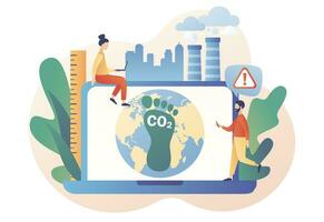 Co2 emission environmental impact concept. Carbon footprint pollution. Dangerous dioxide effect on planet ecosystem. Modern flat cartoon style. Vector illustration on white background