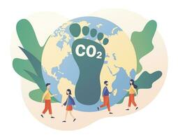 Carbon footprint pollution. Co2 emission environmental impact concept. Dangerous dioxide effect on planet ecosystem. Modern flat cartoon style. Vector illustration on white background