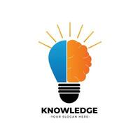 Brain bulb knowledge logo design vector template