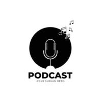 detailed podcast logo template design illustration vector