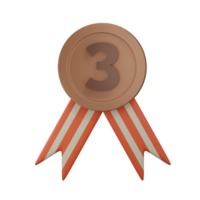 bronzen medaille prestatie badges 3d illustratie png