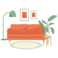 Livingroom Interior Color 2D Illustration png