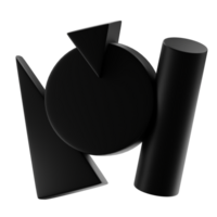 abstract vorm zwart matte 1 3d illustratie png