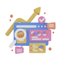 analys Diagram digital marknadsföring 3d illustration png