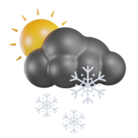 zon bewolkt sneeuw regen weer 3d illustratie png