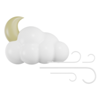 lune nuage avec vent temps 3d illustration png