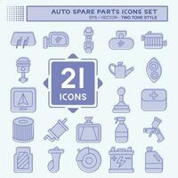 Icon Set Auto Spare Parts. related to Spare Parts symbol. two tone style. simple design editable. simple illustration vector