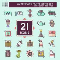 Icon Set Auto Spare Parts. related to Spare Parts symbol. MBE style. simple design editable. simple illustration vector