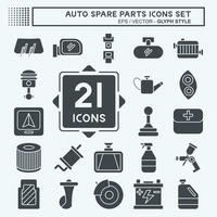 Icon Set Auto Spare Parts. related to Spare Parts symbol. glyph style. simple design editable. simple illustration vector