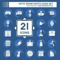 Icon Set Auto Spare Parts. related to Spare Parts symbol. long shadow style. simple design editable. simple illustration vector