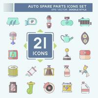 Icon Set Auto Spare Parts. related to Spare Parts symbol. doodle style. simple design editable. simple illustration vector