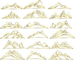 set of golden mountain icons vector