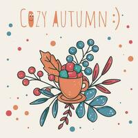 Autumn banner with cozy autumn lettering vector