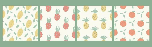 Fruity seamless pattern set vector