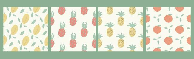 Fruity seamless pattern set vector