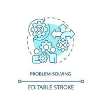 Problem solving soft blue concept icon. Critical thinking. Creative solution. Information processing. Consultative selling. Round shape line illustration. Abstract idea. Graphic design. Easy to use vector