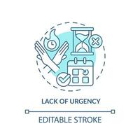 Lack of urgency soft blue concept icon. Low priority. Schedule appointment. Change date. Customer need. Sales objection. Round shape line illustration. Abstract idea. Graphic design. Easy to use vector