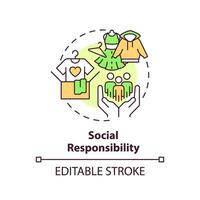 Editable social responsibility icon concept, isolated vector, sustainable office thin line illustration. vector
