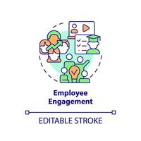 Editable employee engagement icon concept, isolated vector, sustainable office thin line illustration. vector